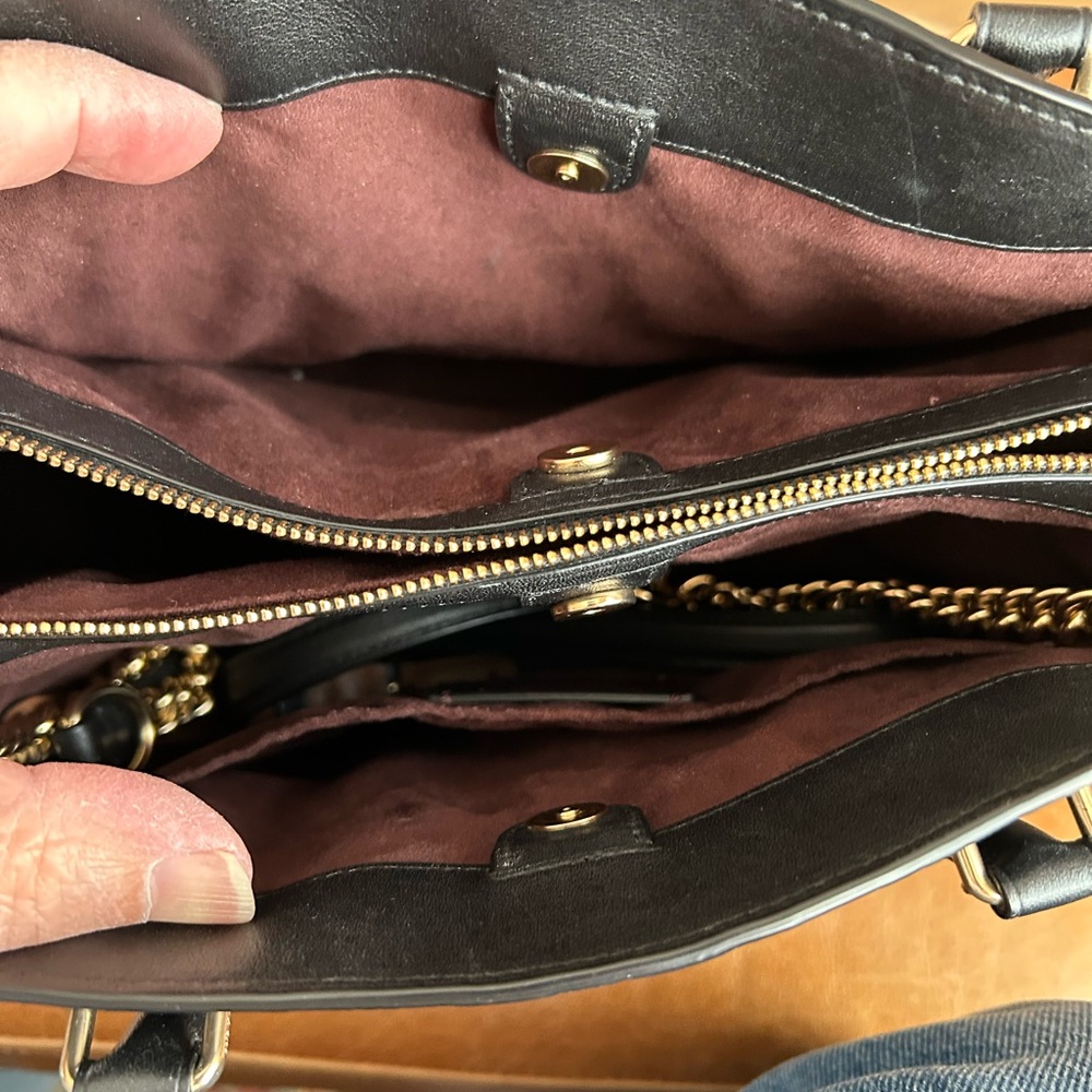 Coach Black Embossed Leather Satchel 12” x 9” x 5” approximately - Picture 8 of 13